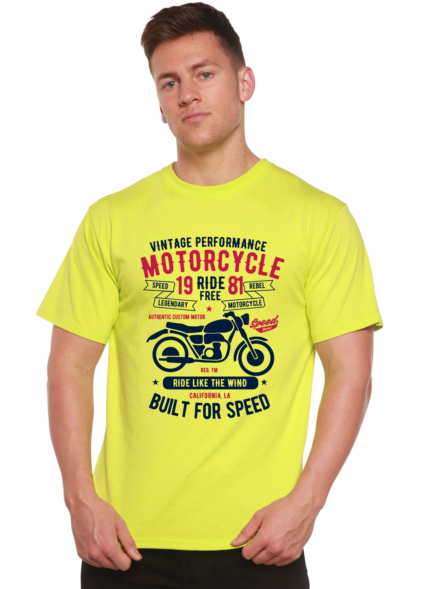 Motorcycle Ride Free Men's Bamboo Viscose/Organic Cotton Short Sleeve Graphic T-Shirt