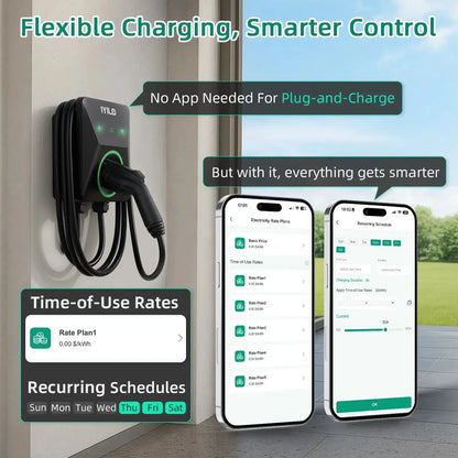 IYILO Level 2 EV Charger J1772 Wall-mounted Hardwired - 48A