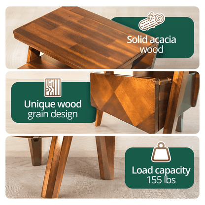 Rum Handcrafted Solid Wood Nightstand