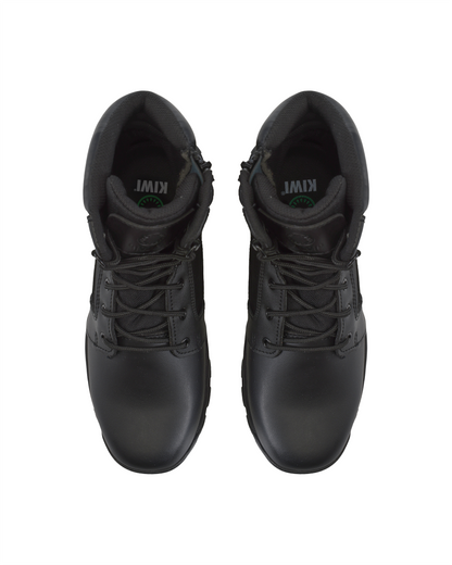 Kiwi Rugged Black Action Leather 7" Zipped Water Resistant Tactical Boots [62300]