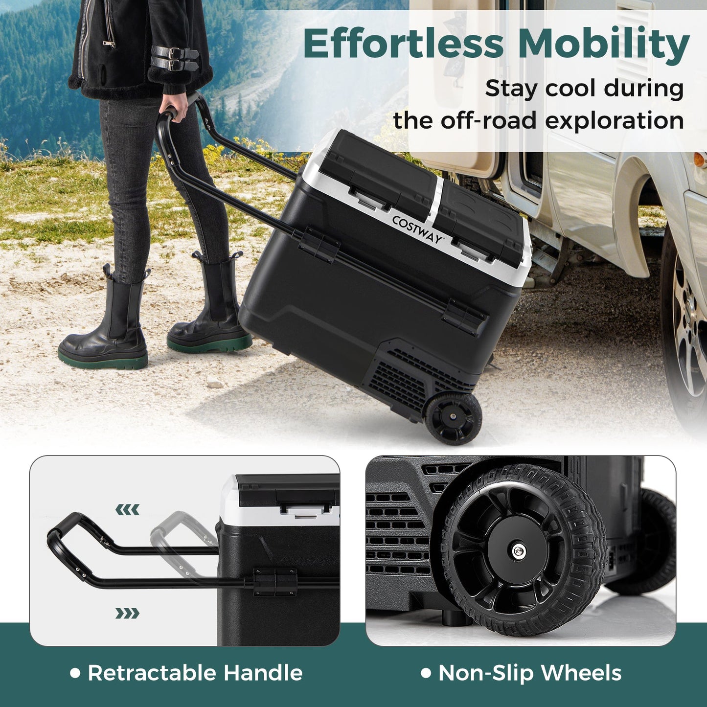 64QT Portable Compressor Fridge Freezer for Vehicles Camping Travel Truck RV Boat
