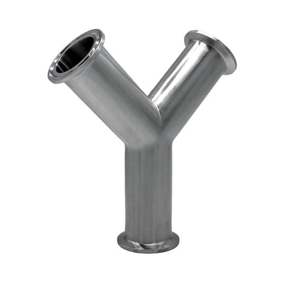 4.000" OD 16ga Tri-Clamp True Wye - (28BMP) - Polished OD/ID - 304 Stainless