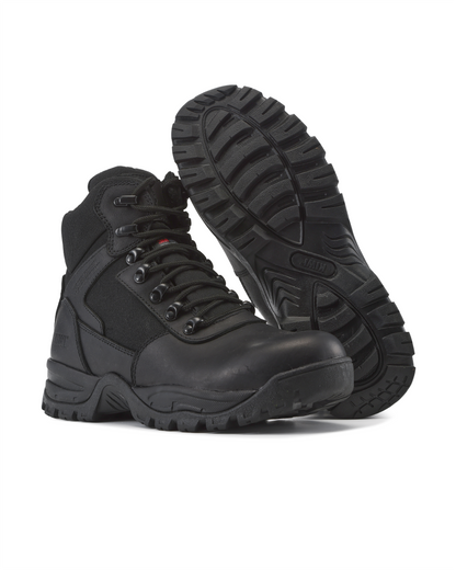 Kiwi Rugged Black Full Grain Leather Mid-Cut 6" Zipped Waterproof Tactical Boots [63100]