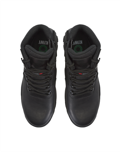 Kiwi Rugged Black Full Grain Leather Mid-Cut 6" Zipped Waterproof Tactical Boots [63100]
