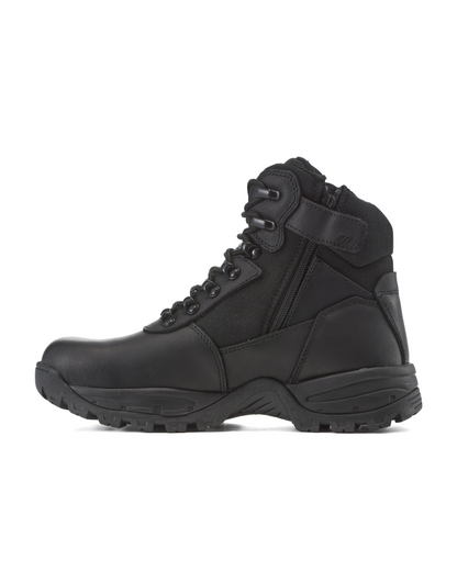Kiwi Rugged Black Full Grain Leather Mid-Cut 6" Steel Toe Zipped Waterproof Tactical Boots [60300]