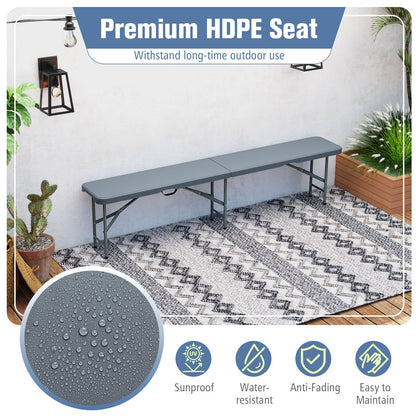 6 Feet Plastic Folding Bench Portable Seat with Handle and Lock