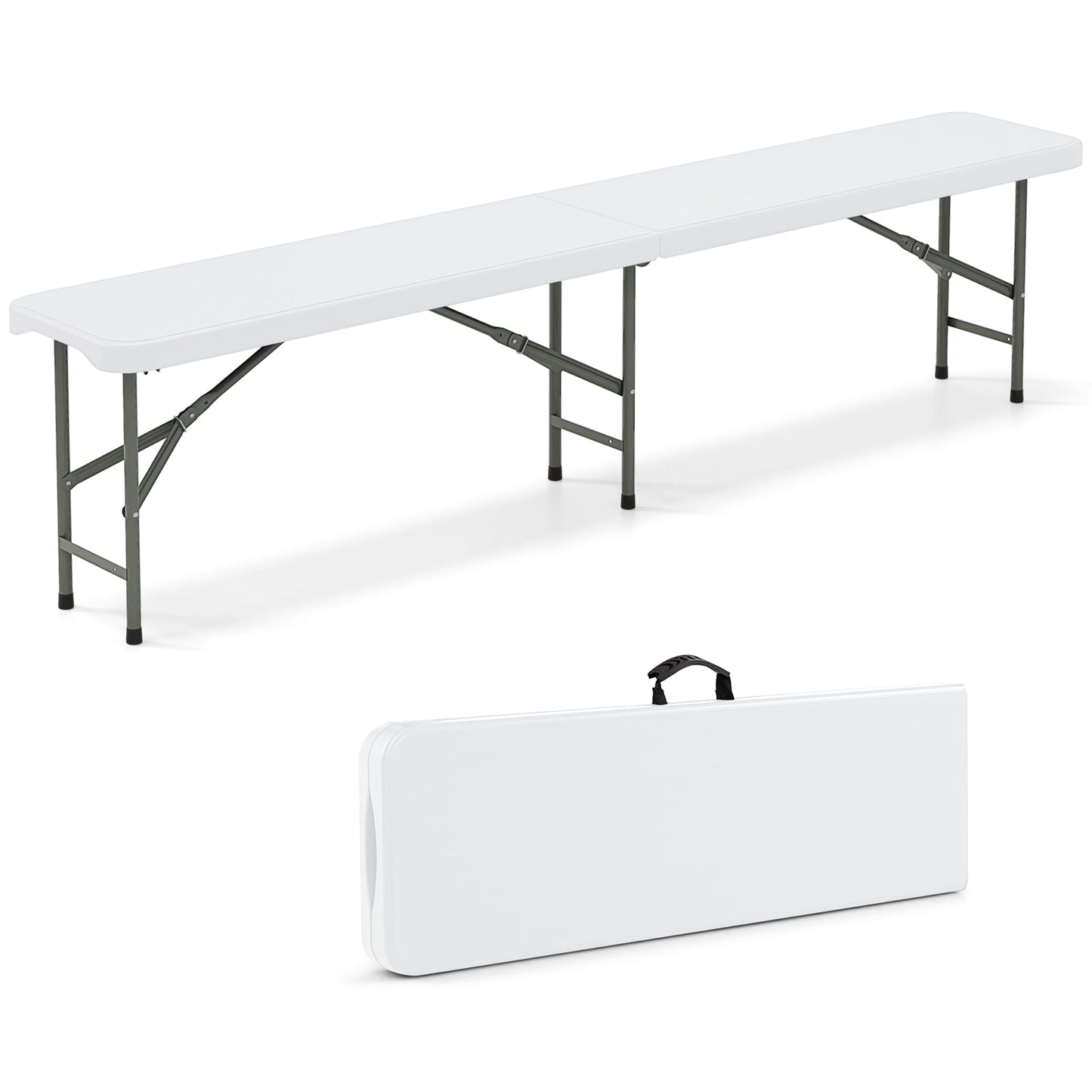 6 Feet Plastic Folding Bench Portable Seat with Handle and Lock