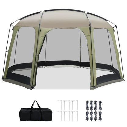 6-8 Person Netted Canopy Tent with Zippered Door