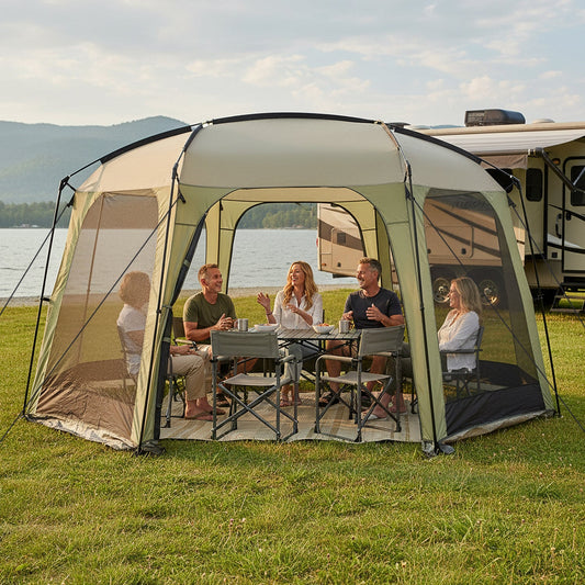 6-8 Person Netted Canopy Tent with Zippered Door