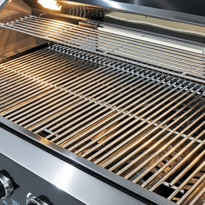102" 6-Burner 85,000 BTU Black Outdoor Kitchen Island Grill + Refrigerator + Marble Countertops + Sink
