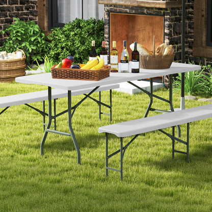 6 ft Portable Folding Table 350 LBS Fold-in-Half Table with HDPE Tabletop