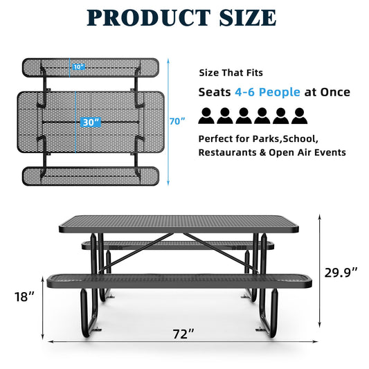 6 ft Metal Picnic Tables for Outdoors