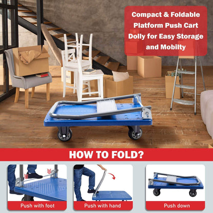 Platform Hand Truck, Compact & Foldable, 330-660 lb Capacity, Blue