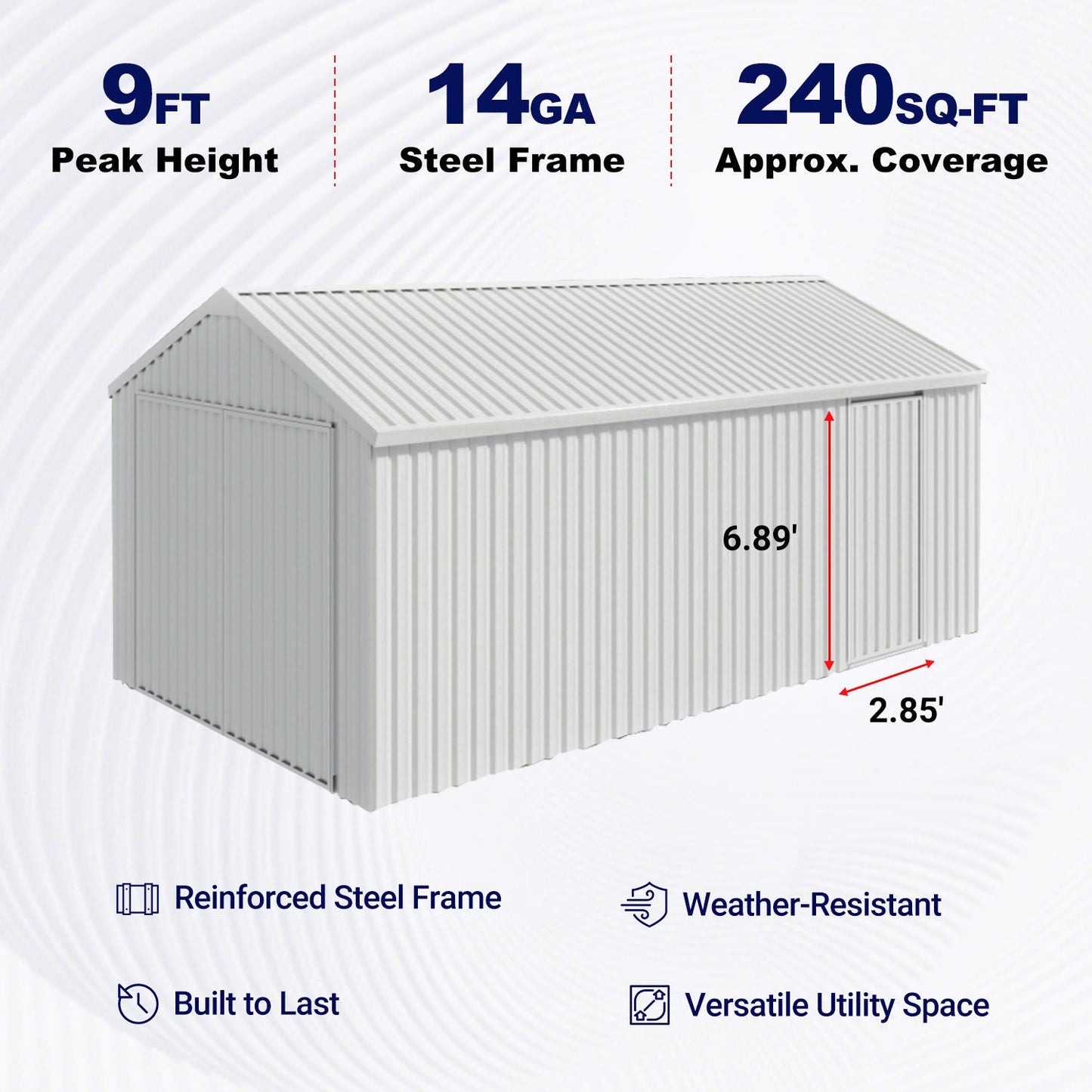 12'x20' Heavy-Duty Metal Garage Shed