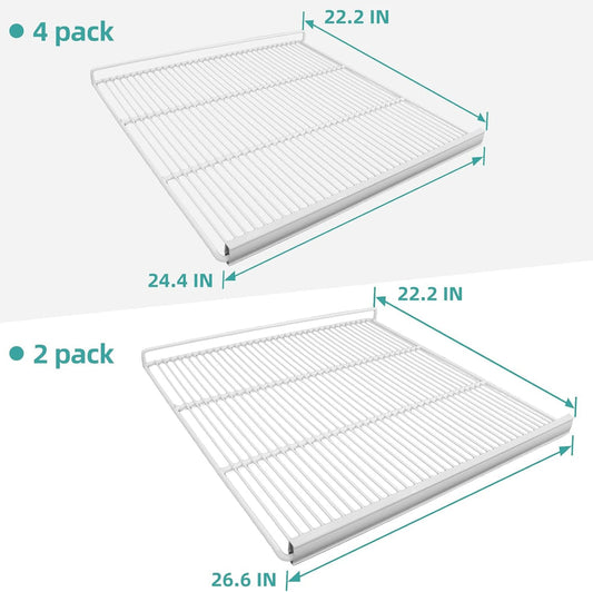EQCHEN Food Shelves for 82"W Three Door Commercial Refrigerator Freezer 2 Set with 6 Shelf Clips