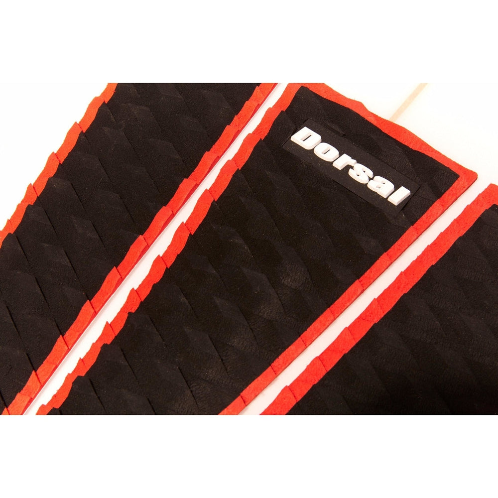 DORSAL Three 3 Piece EVA Surfboard Deck Traction Pads with Kicker Tail for Stomp Skimboards, Surf Boards, Fish Board, Funboard Black/Blue/Red
