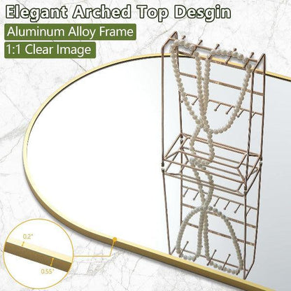 MELOMOIR Large Arched Mirror - Full Length, Extra Large Floor Mirror for Bedroom, Living Room, Gym - Hanging or Leaning - Gold Frame