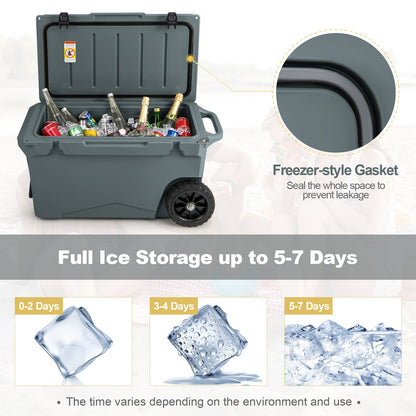 75 Quart Portable Cooler Rotomolded Ice Chest with Handles and Wheels