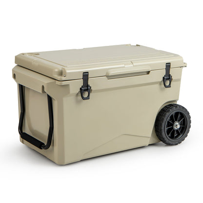 75 Quart Portable Cooler Rotomolded Ice Chest with Handles and Wheels