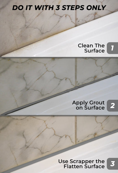 Tile Grout Repair, Grey 8.8 oz/250gr. Fast Drying Grout Repair Kit