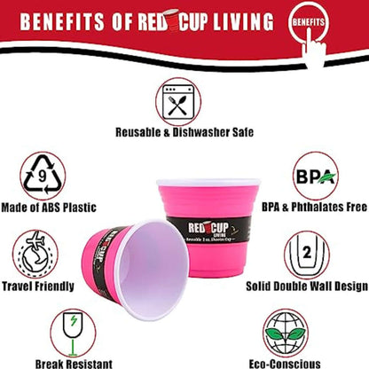 2oz Reusable Pink Party Shooter Cup | Unbreakable, BPA Free | Perfect for Parties, BBQs, Outings