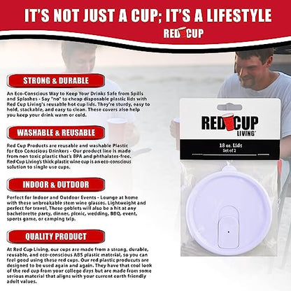 Reusable Red Party 18oz and 32oz Cups Lids | Durable plastic, BPA and Phthalates free | Eco-friendly