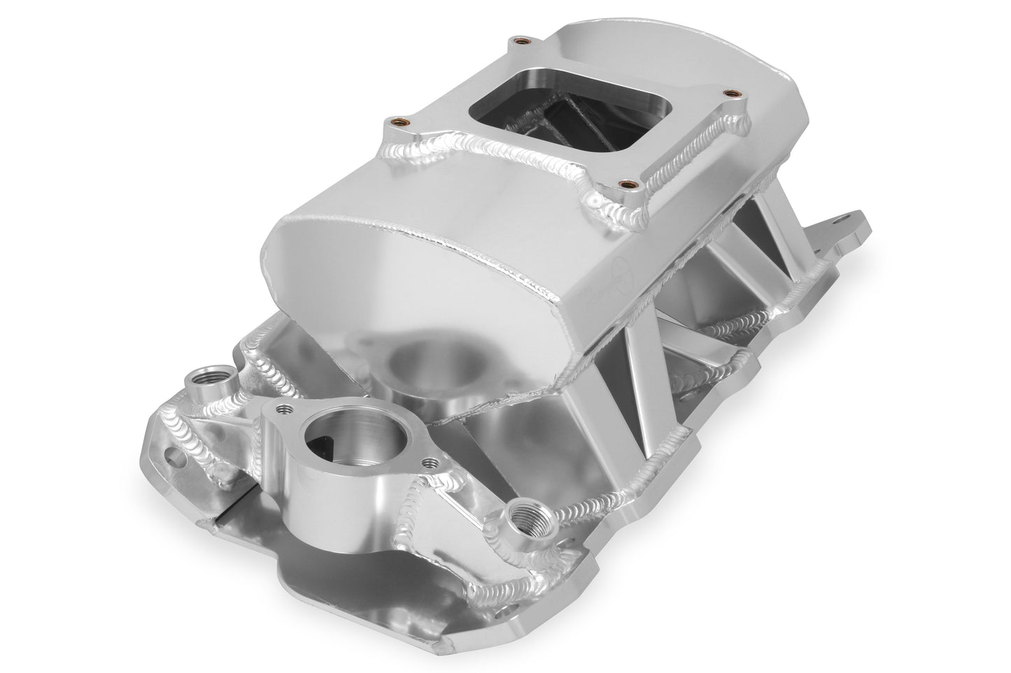 Sheet Metal Fabricated Intake Manifold SBC Single Plane Carbureted Silver with Sniper Logo