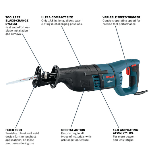 BOSCH RS325 1 In. D-Handle Reciprocating Saw