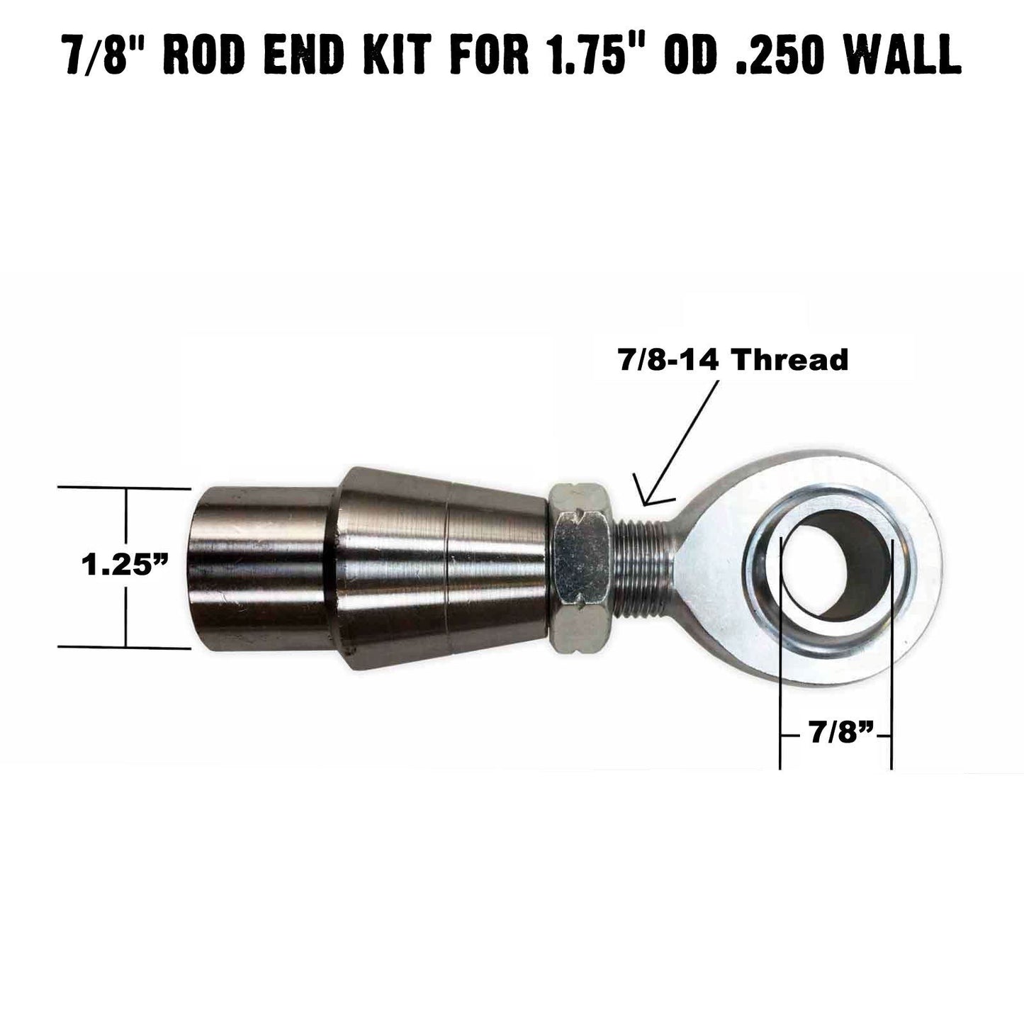 Single Joint Rod End - 7/8" Chromoly Heim - 1.75" OD Tubing