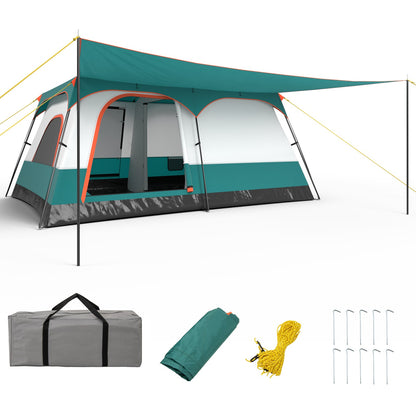 8-10 Person Camping Tent with Double Rooms and 2 Doors