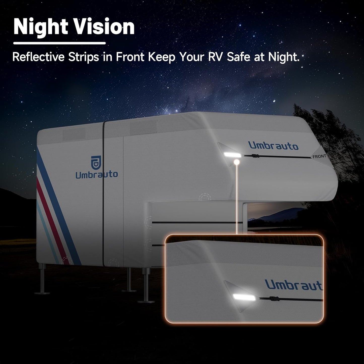 Umbrauto Truck Camper Cover for  Slide-in Campers ¨C 300D Oxford Waterproof RV Cover, Silver-Coated, All-Weather Protection with Windproof Straps & Air Vents