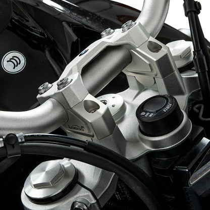 LOBOO Handlebar Risers for BMW F750GS / F850GS / F850GS Adventure / F900GS Adventure (2021-on) – CNC Aluminum 0.75 in Rise / 0.98 in Setback, Silver Anodized Finish