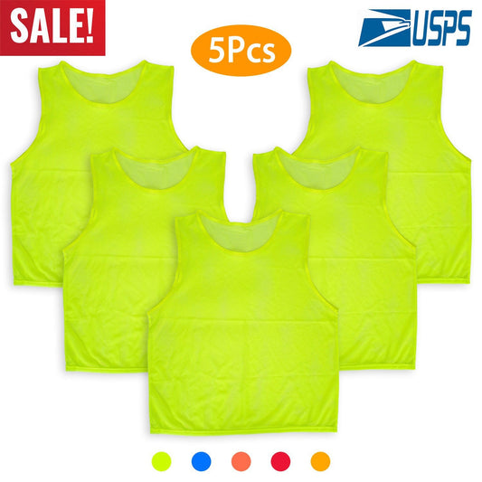 5Pcs Mesh Scrimmage Vests Soccer Basketball Team Training Pinnies Jerseys Shirt Adult Plus Size