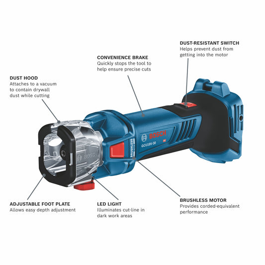 BOSCH GXL18V-291B25 18V 2-Tool Combo Kit with Brushless Screwgun, Brushless Cut-Out Tool and (2) CORE18V® 4 Ah Advanced Power Batteries