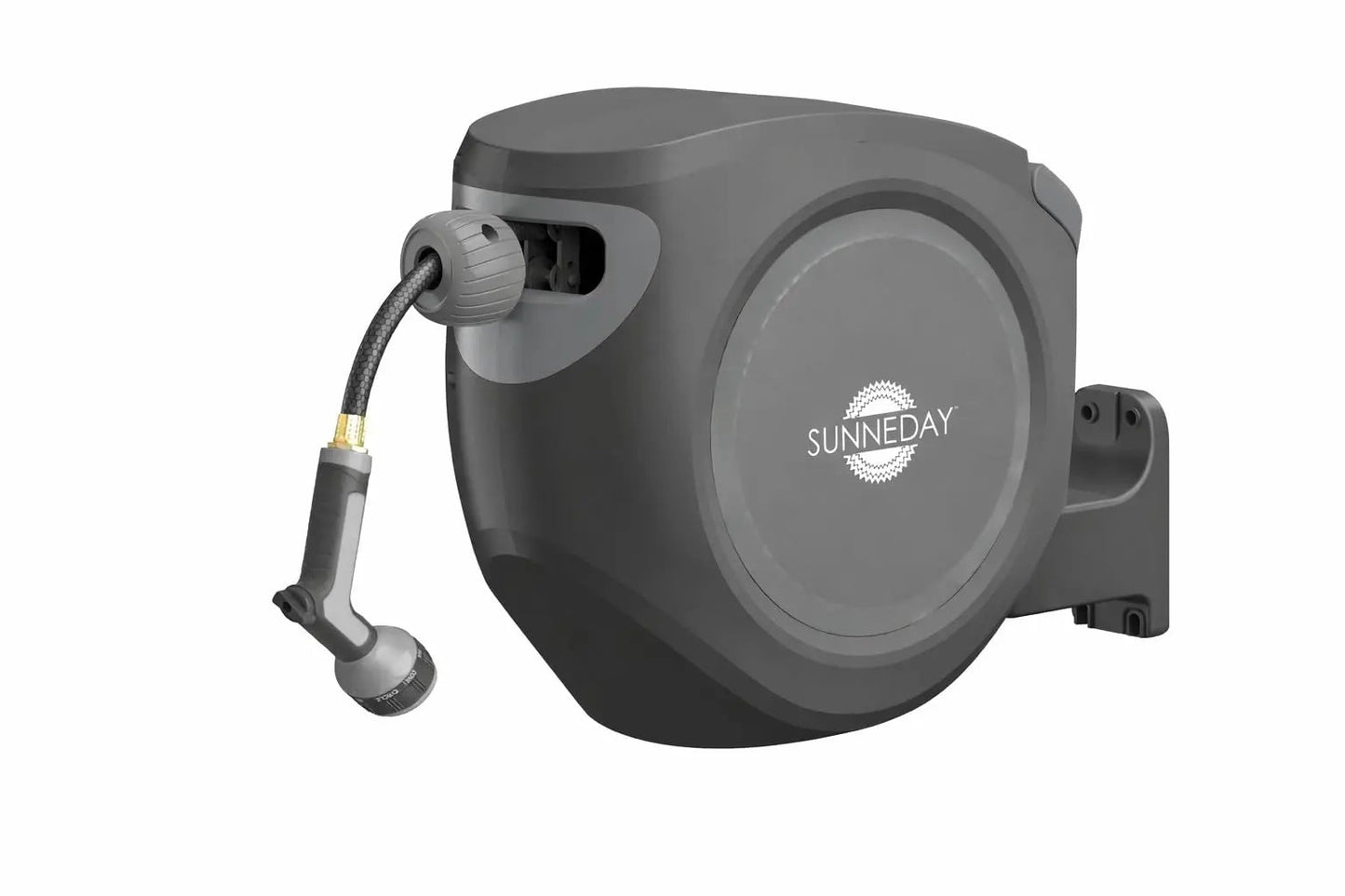 Sunneday Retractable Hose Reel | 100 ft | Auto Rewind | 180° Swivel Wall Mount | Black/Gray | 1/2" & 5/8"