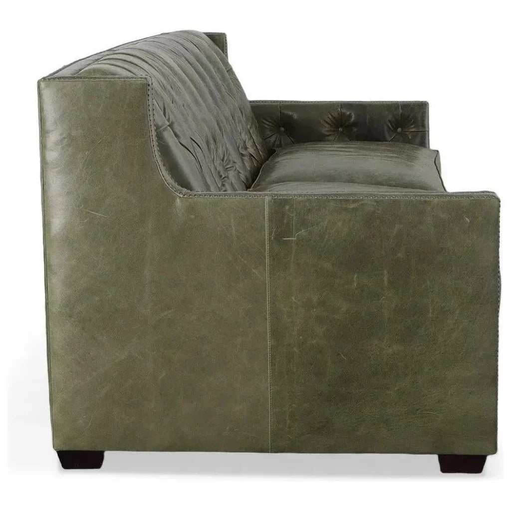 90 Green Leather Couch Henry Sofa