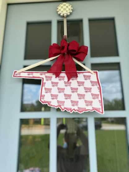 Crimson & Cream Wagon Printed Door Hanger