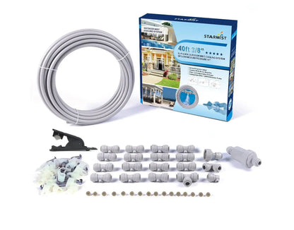 Sunneday Premium Deluxe Misting Kit | DIY Outdoor Misting System | Brass Nozzles | Garden Hose Compatible