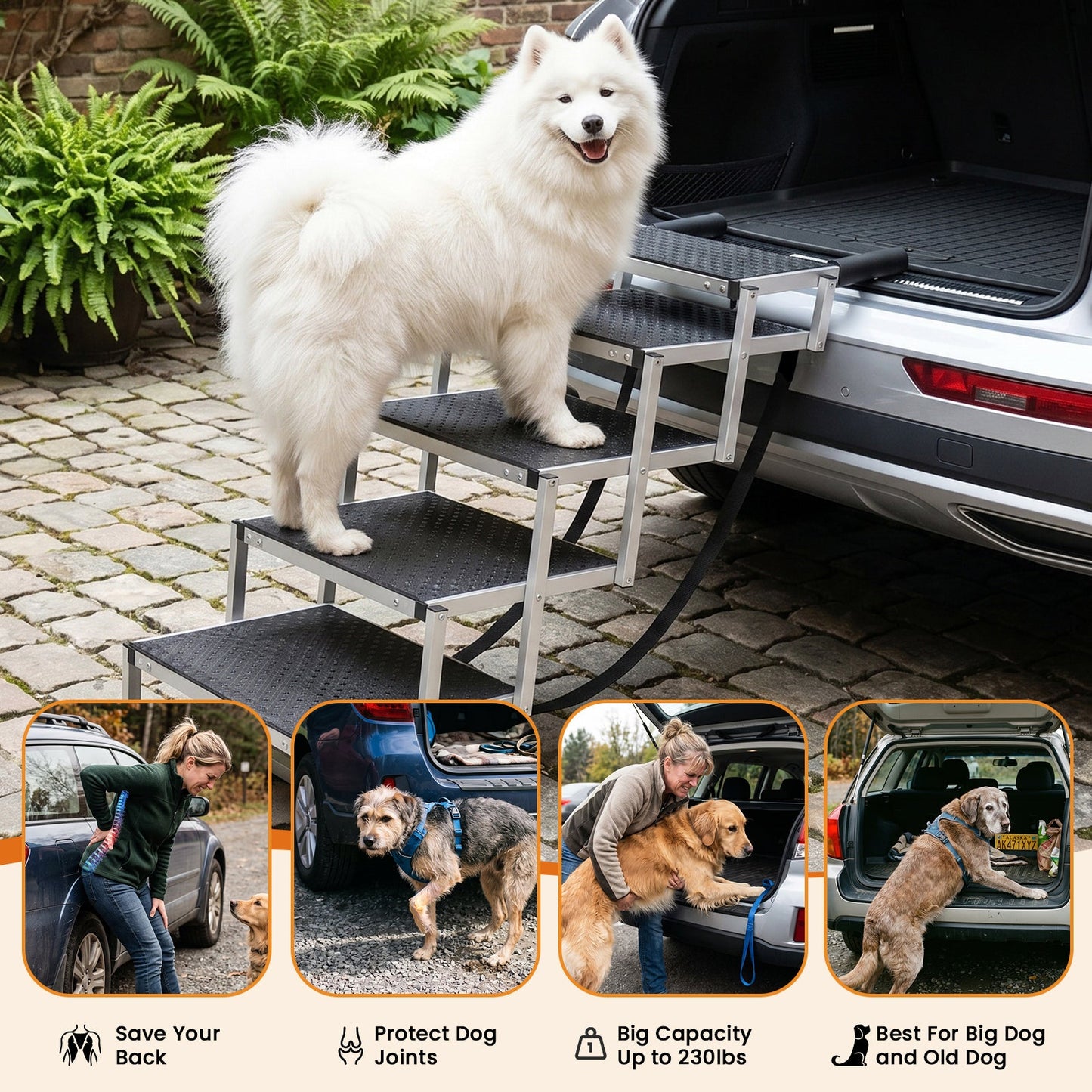 Foldable Dog Stairs for Car and Truck