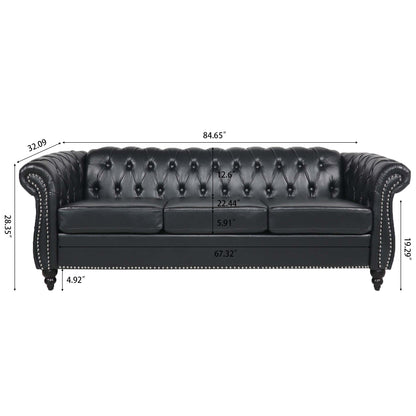 Man Cave 84.65' Arm Chesterfield Three Seater Sofa