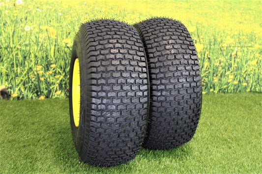 20x8.00-8 4 Ply Tires with 8x7 John Deere Yellow Wheels for Lawn & Garden Mower Turf Tires (Set of 2)