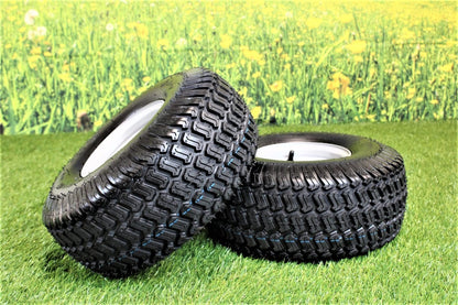 Antego Tire & Wheel (Set of 2) 15x6.00-6 Tire and Wheel Assemblies, ATW-003, 4 Ply Turf Tires, .75" Precision Ball Bearings, Poulan/Husqvarna Mower Front Tires, and Honda Lawn Mower Tires 15x6.00-6