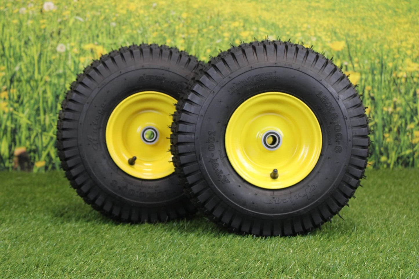 15x6.00-6 Tires & Wheels 4 Ply for Lawn & Garden Mower Turf Tires .75" Bearing (Set of 4)