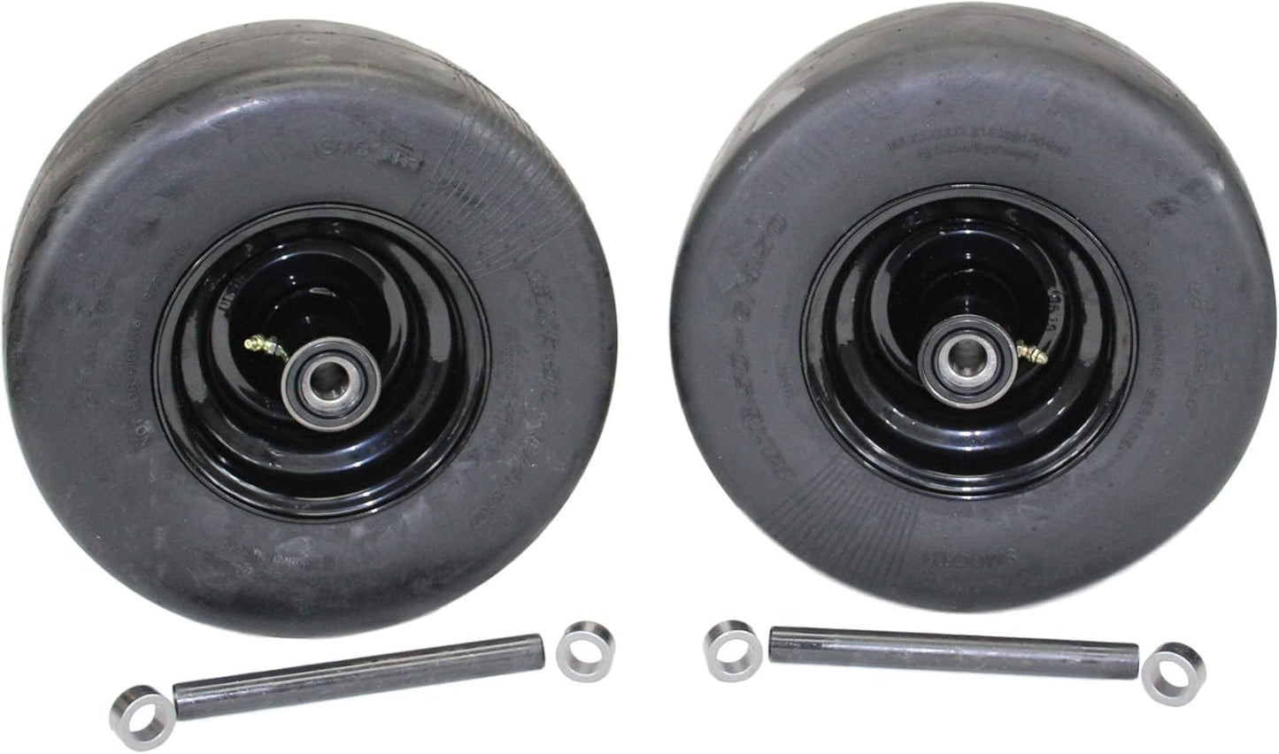 13x6.50-6 Semi-Pneumatic Flat Free Smooth with 6x4.5 Black Wheel (Set of Two)