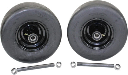 13x6.50-6 Semi-Pneumatic Flat Free Smooth with 6x4.5 Black Wheel (Set of Two)