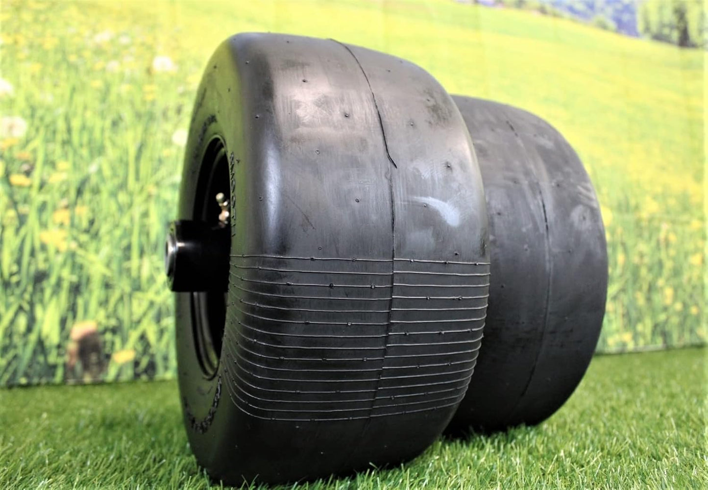 13x6.50-6 Semi-Pneumatic Flat Free Smooth with 6x4.5 Black Wheel (Set of Two)