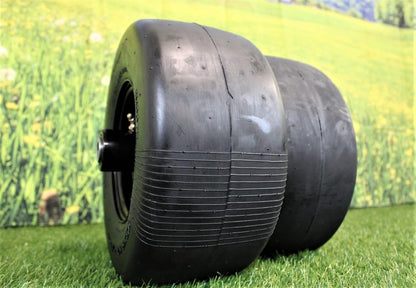 13x6.50-6 Semi-Pneumatic Flat Free Smooth with 6x4.5 Black Wheel (Set of Two)