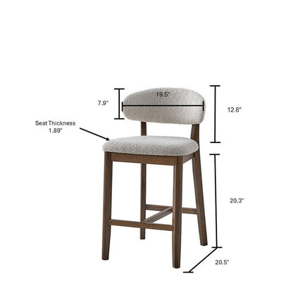 ACTU Counter Stools Set of 2, 26” Upholstered Bar Stools, Solid Wood, Mid-Century Modern
