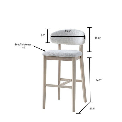 ACTU Bar Stools Set of 2, 30” Upholstered Bar Height Stools, Solid Wood, Mid-Century Modern