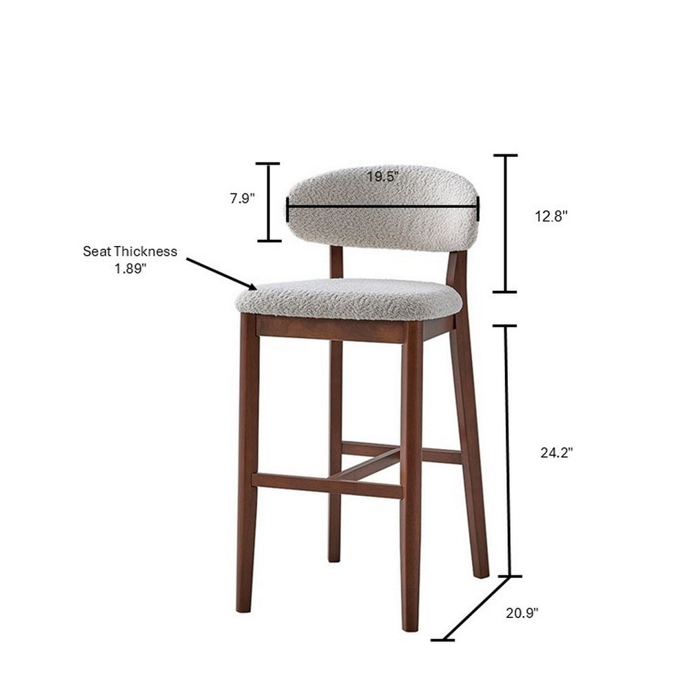 ACTU Bar Stools Set of 2, 30” Upholstered Bar Height Stools, Solid Wood, Mid-Century Modern